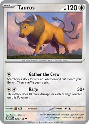 Tauros 128 Sv Scarlet And Violet 151 Reverse Holofoil