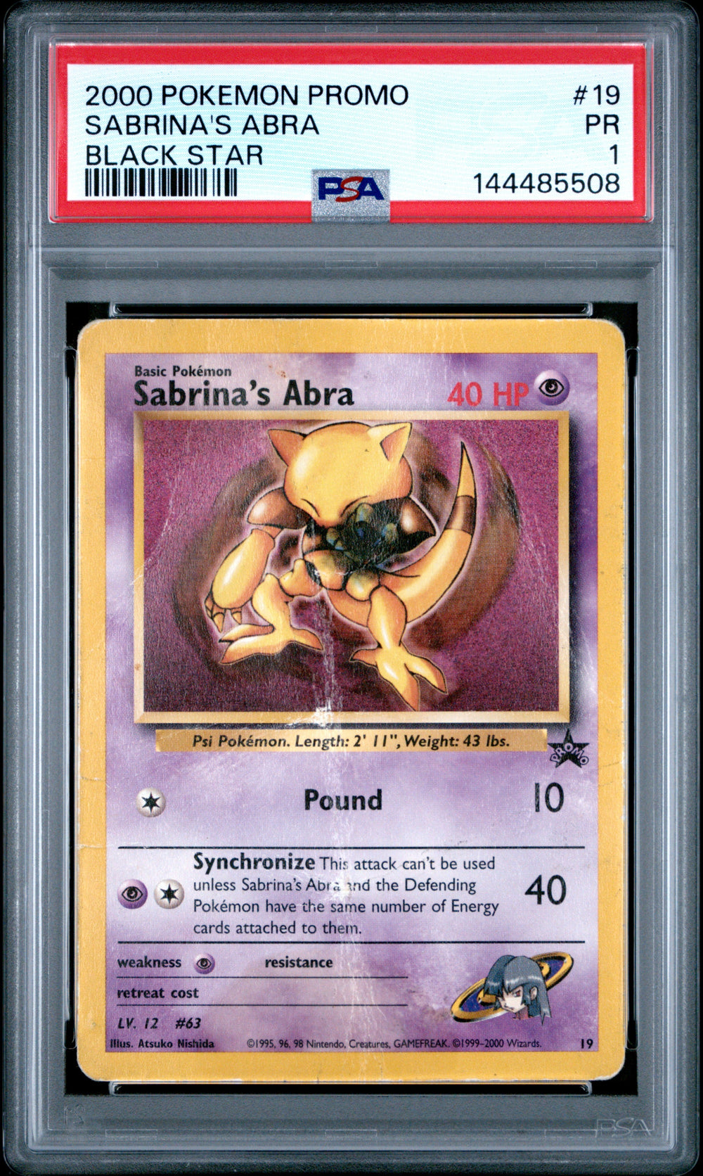 Sabrina's Abra PSA 1 2000 Pokemon Promo Black Star #19 POP 3