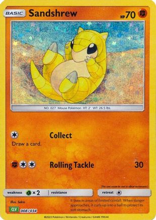 Sandshrew (8/034) - Trading Card Game Classic Holofoil