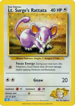 Lt. Surge's Rattata (15/034) - Trading Card Game Classic Holofoil