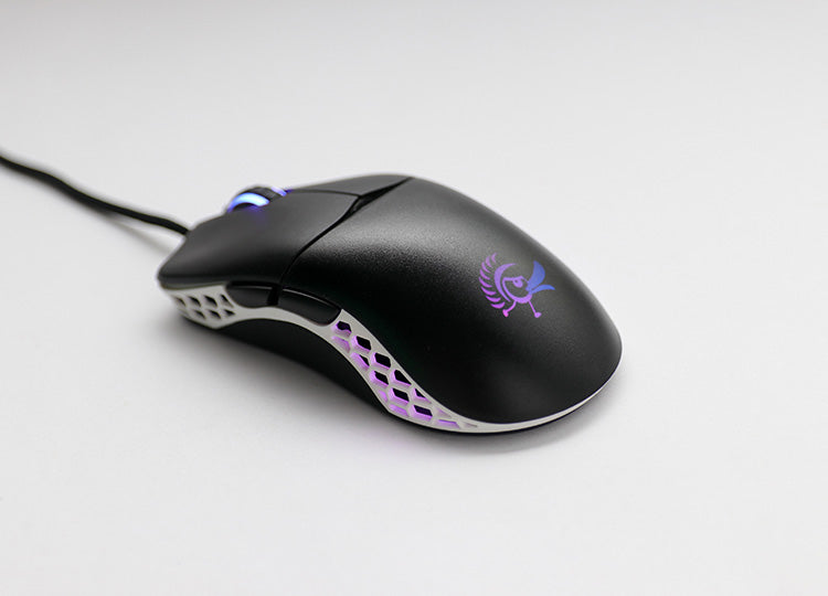 Ducky Black & White Feather Mouse (Omron D2FC-F-K Microswitch)