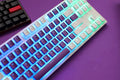 Ducky Purple / White Pudding 87 Key OEM Profile Double Shot PBT Keycap Set