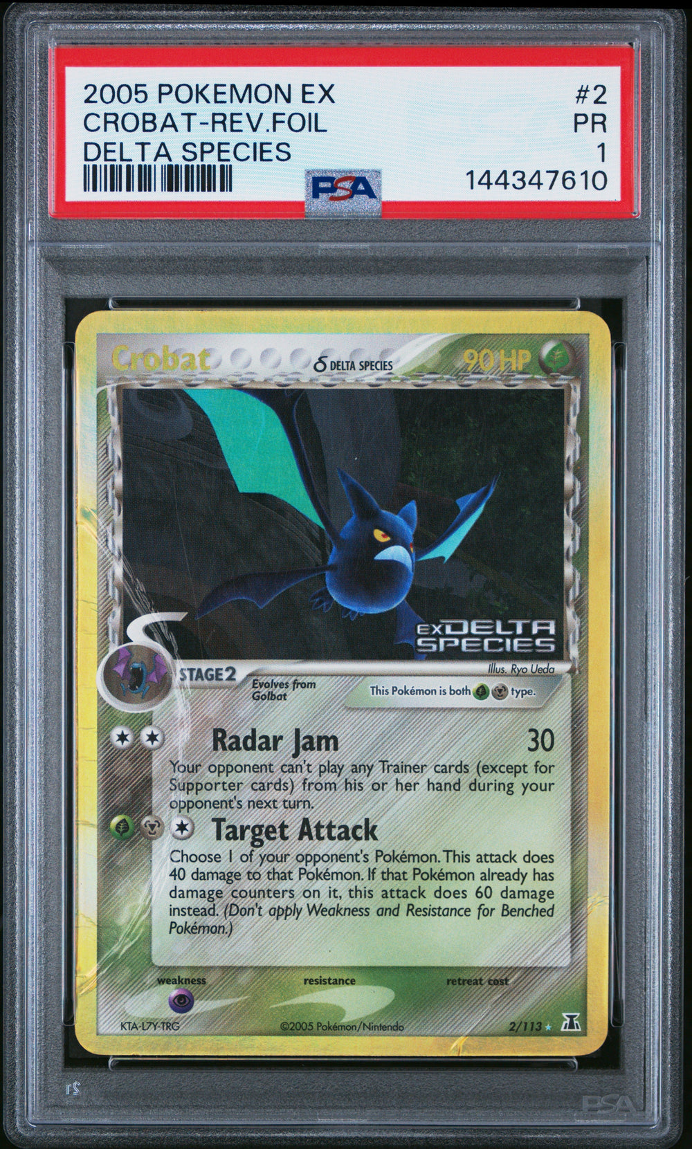 Crobat Reverse Foil PSA 1 2005 Pokemon EX Delta Species #2 POP 6