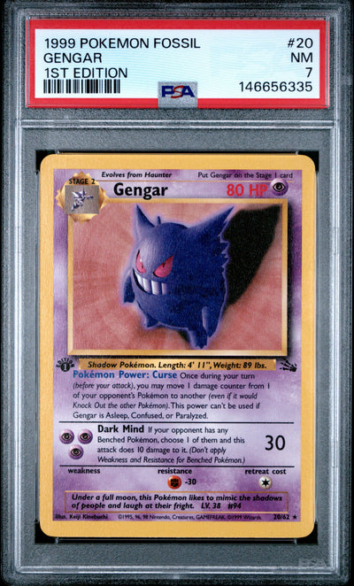 Gengar 1st Edition PSA 7 1999 Pokemon Fossil #20