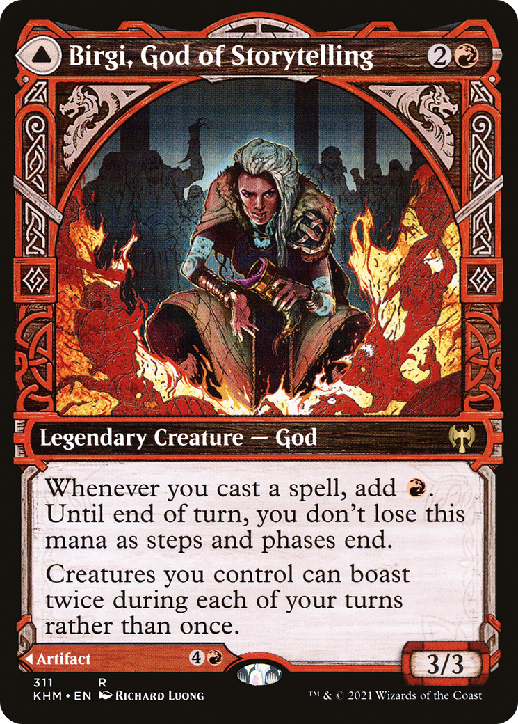 Birgi, God of Storytelling // Harnfel, Horn of Bounty (KHM-311) - Kaldheim: (Showcase) Foil