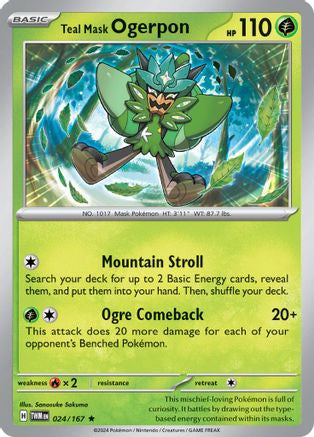 Teal Mask Ogerpon 24 Sv06 Twilight Masquerade Holofoil