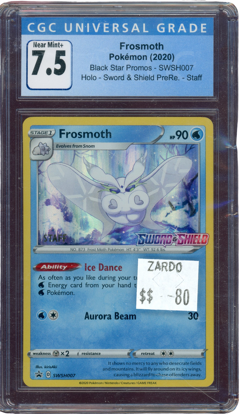 CGC 7.5 FROSMOTH STAFF SWORD&SHIELD PRERELEASE