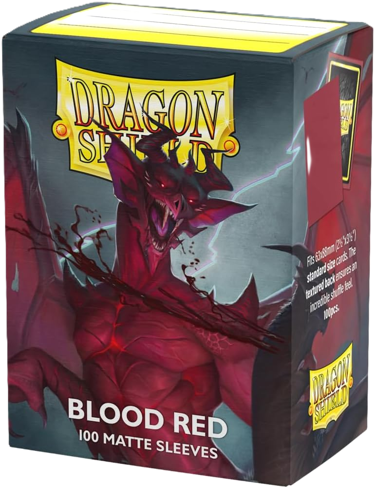 Dragon Shield Matte Blood Red Standard Size Card Sleeves Display Box - 10 Packs
