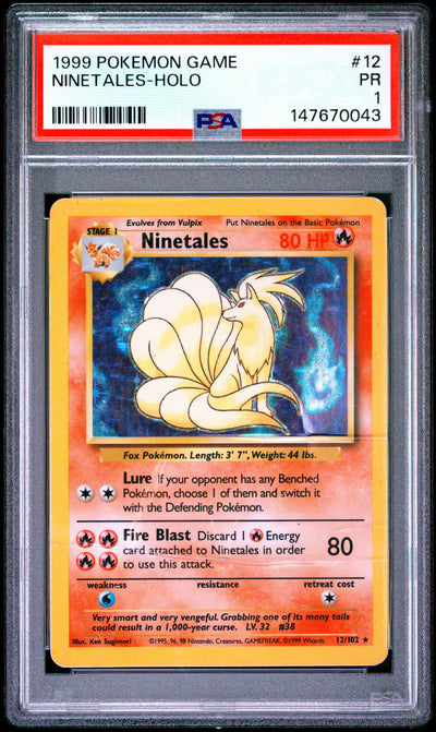 Ninetales Holo PSA 1 1999 Pokemon Base Set #12