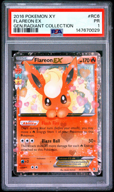 Flareon EX PSA 1 2016 Pokemon XY Generations Radiant Collection #RC6 LOW POP