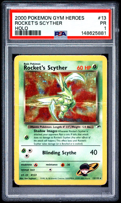 Rocket's Scyther Holo PSA 1 2000 Pokemon Gym Heroes #13 LOW POP