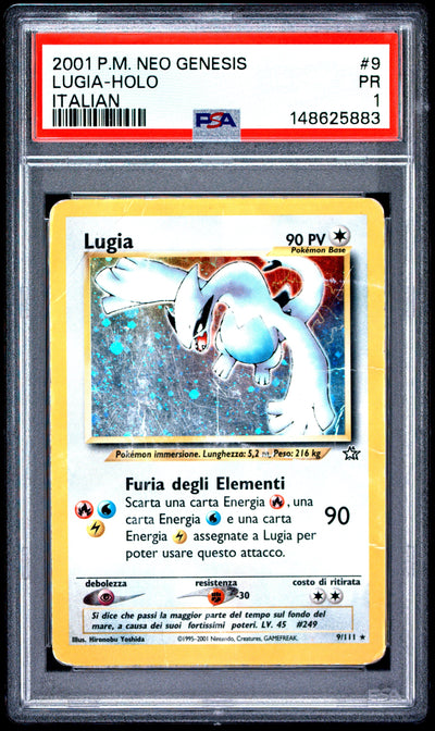 Lugia Holo Italian PSA 1 2001 Pokemon Italian Neo Genesis #9 POP 15