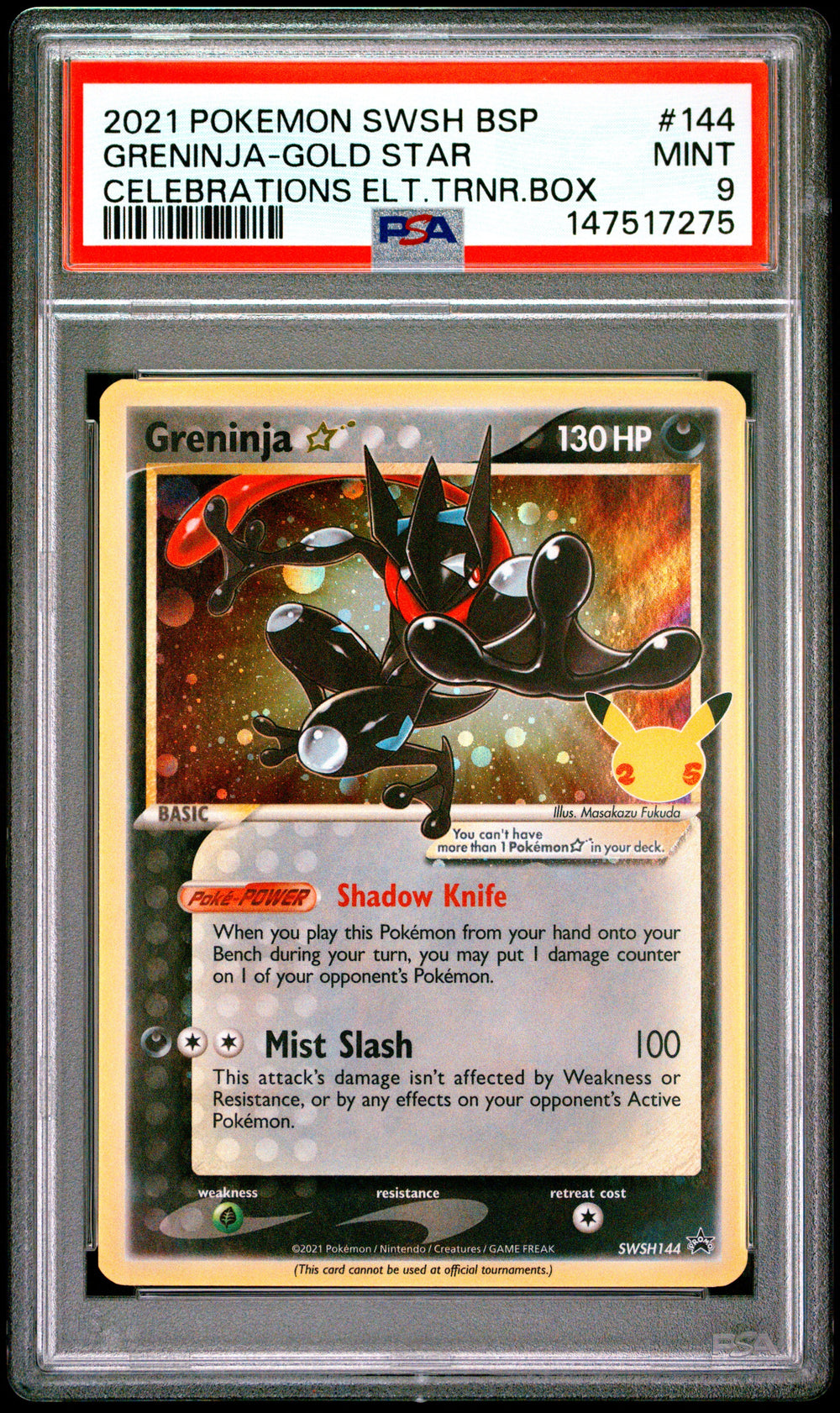 Greninja Gold Star PSA 9 2021 Pokemon SWSH Black Star Promo #144