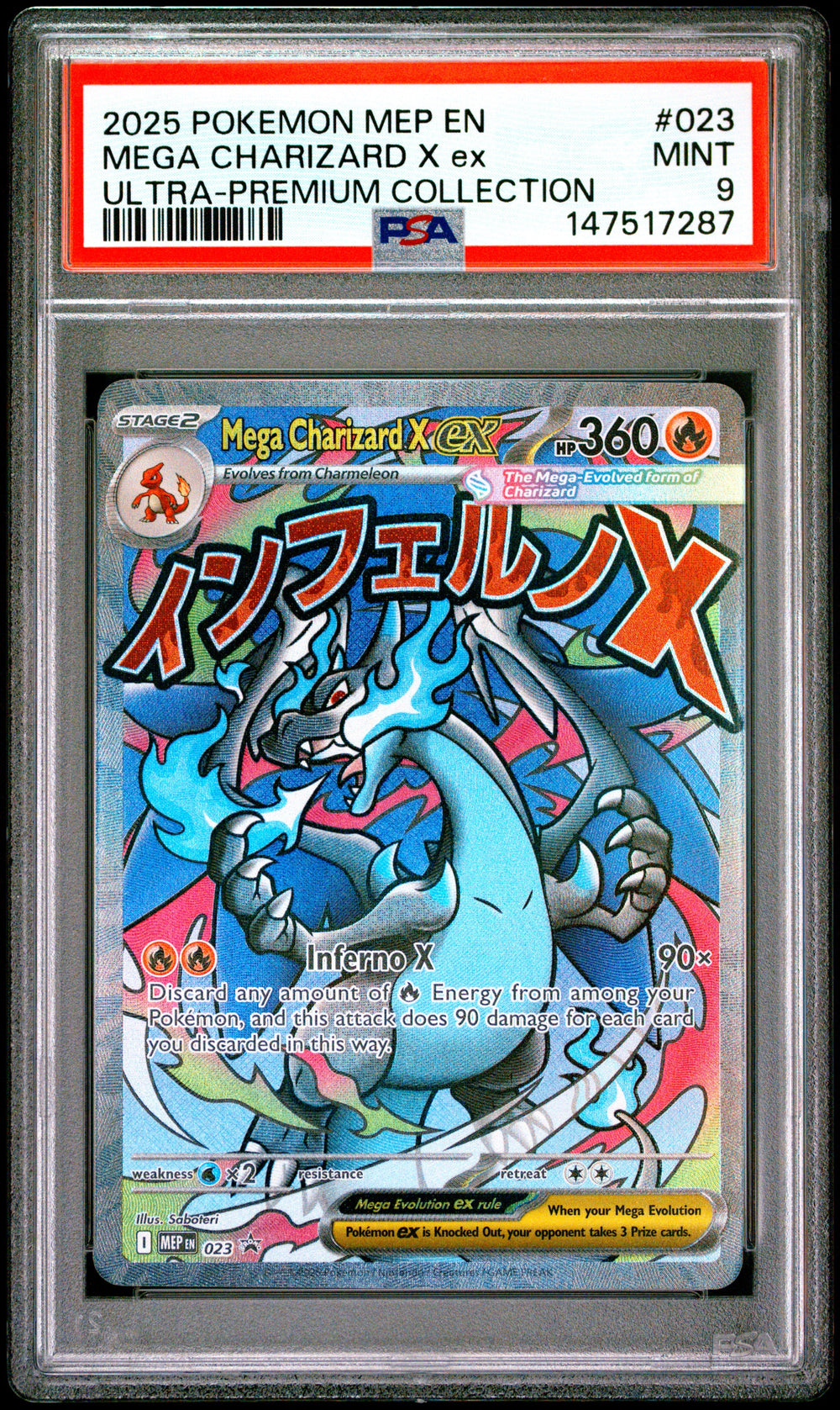 Mega Charizard X ex PSA 9 2025 Pokemon Mep En Me Black Star Promo #023