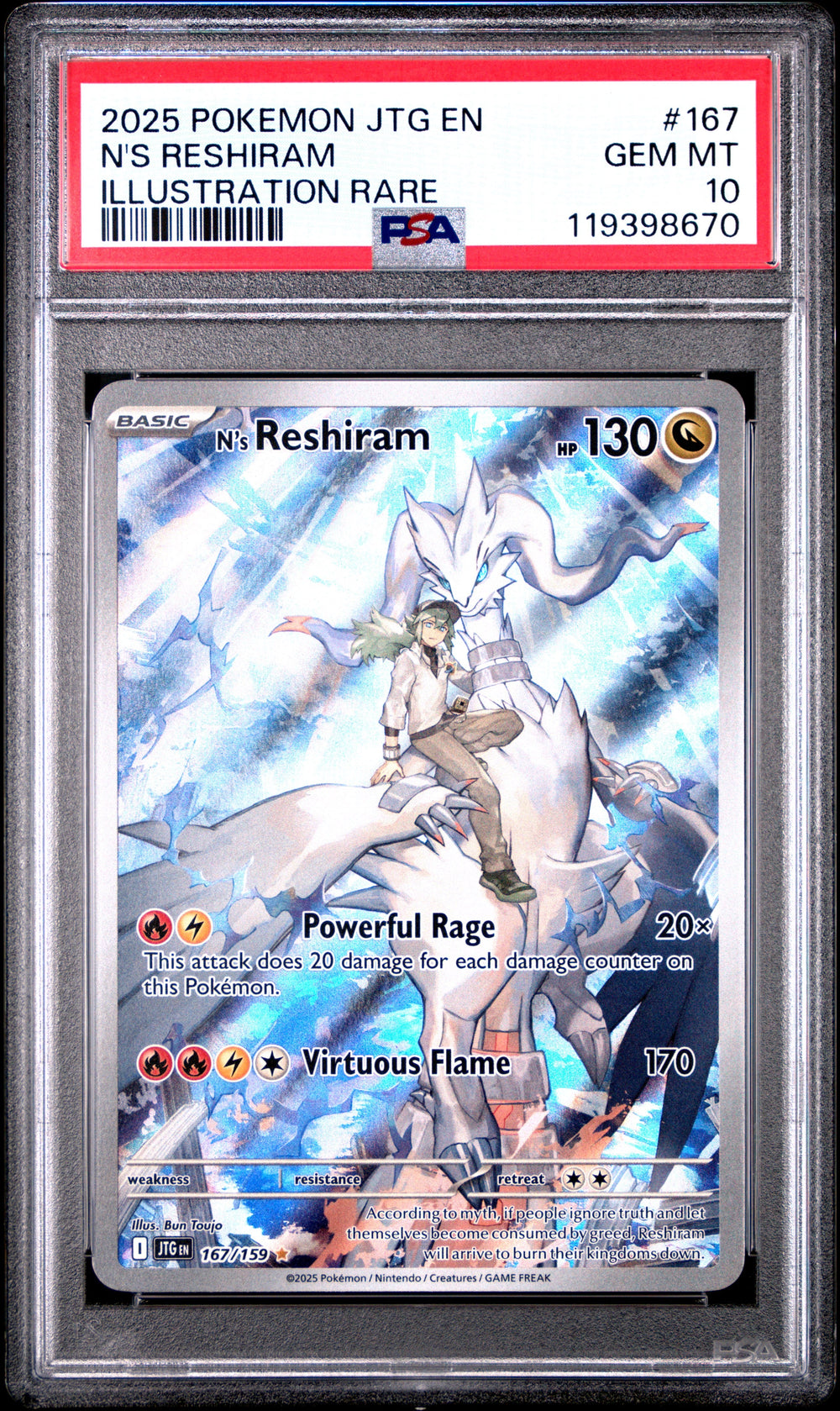 N's Reshiram PSA 10 2025 Pokemon Jtg En-Journey Together #167