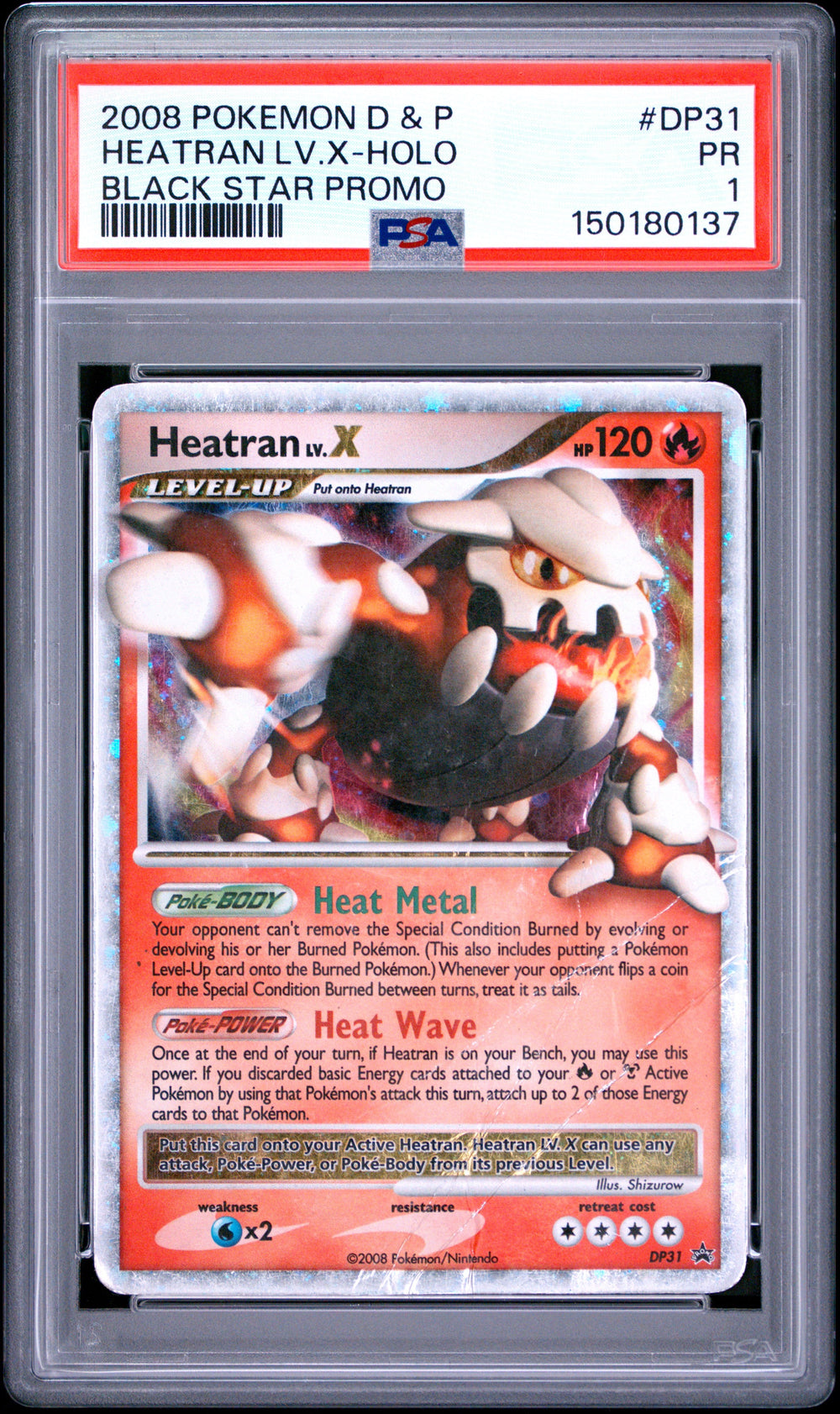 Heatran LV.X Holo PSA 1 2008 Diamond & Pearl Black Star Promo #DP31 POP 12