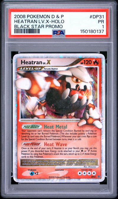 Heatran LV.X Holo PSA 1 2008 Diamond & Pearl Black Star Promo #DP31 POP 12