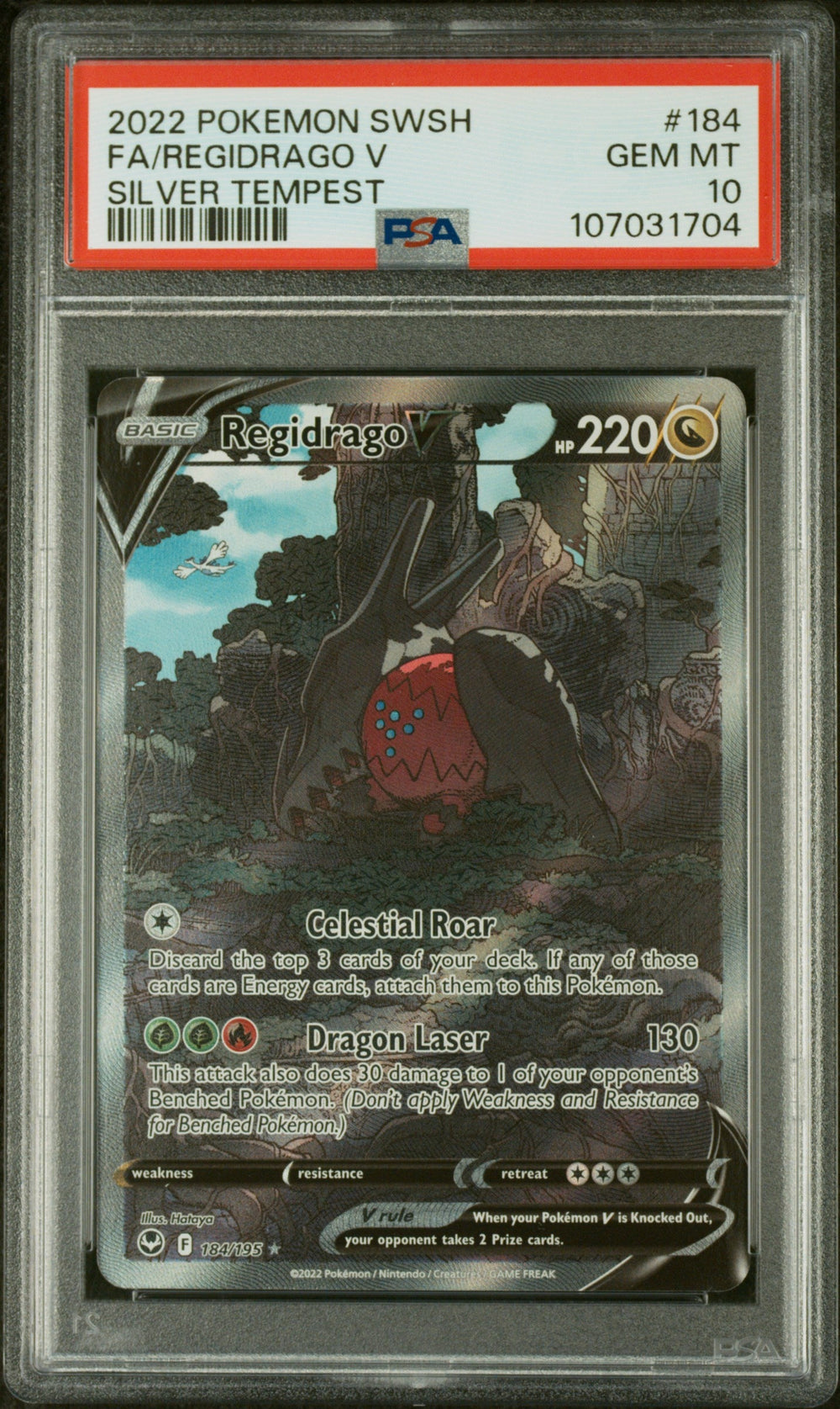 2022 POKEMON SWORD & SHIELD SILVER TEMPEST #184 FA/REGIDRAGO V SILVER TEMPEST