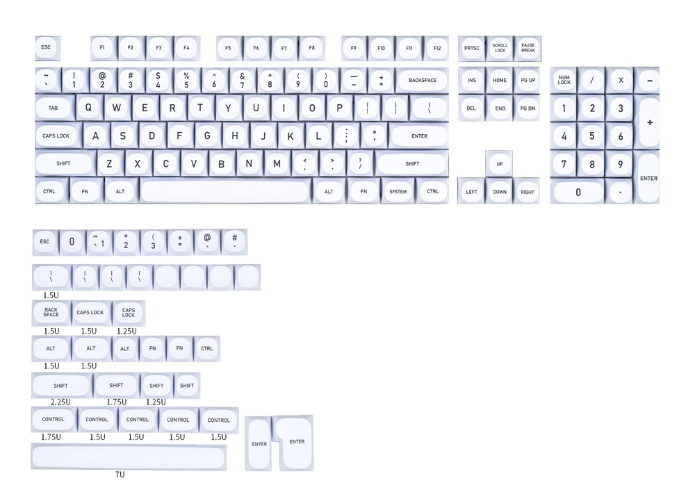KBDFans MA White CAT 141 Key MA Profile Dye Sub PBT Keycap Set