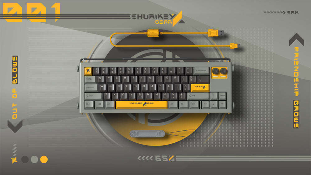 Shurikey Hanzo 001 65% Bluetooth White LED Double Shot ABS EC Mechanical Keyboard
