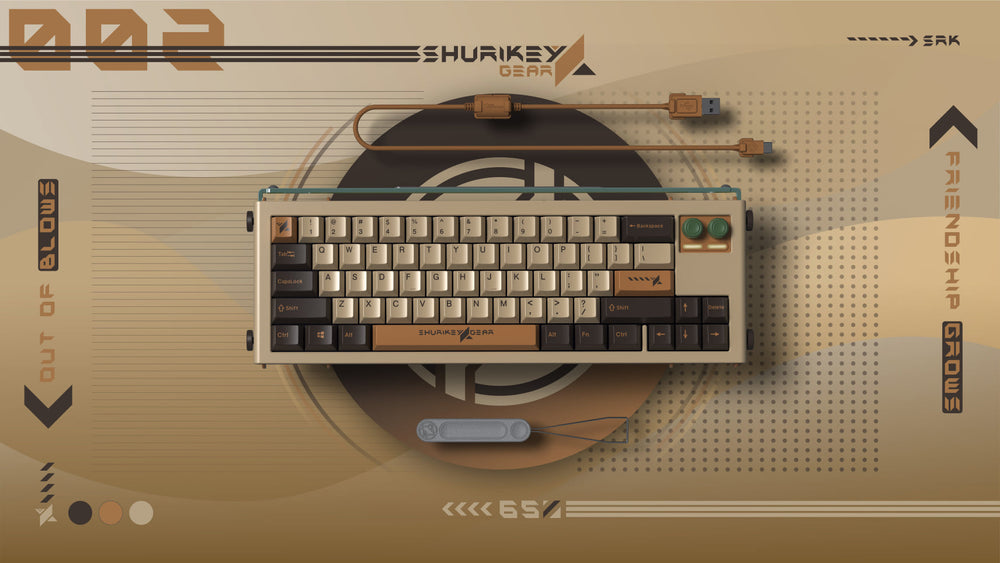 Shurikey Hanzo 002 65% Bluetooth White LED Double Shot ABS EC Mechanical Keyboard