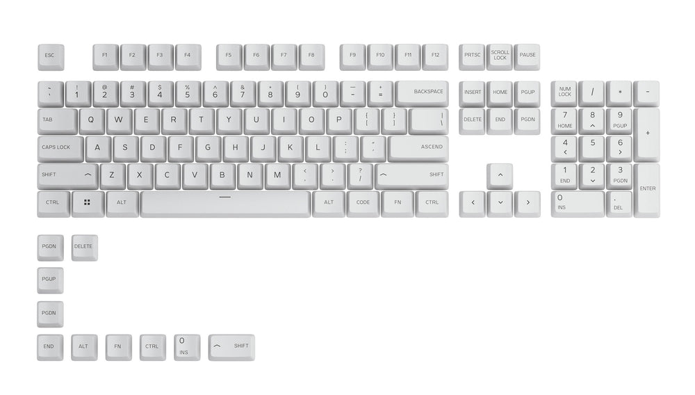 Glorious PC GPBT White 114 Key Cherry Profile Dye Sub PBT Keycap Set