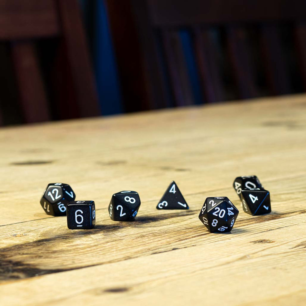 Chessex #25408 - Opaque Black / White Polyhedral (7ct)