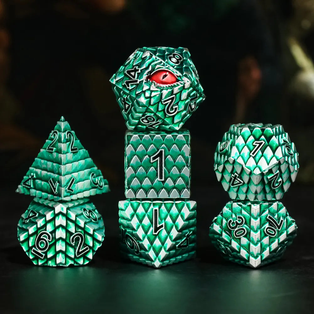 7 Set Silver/Green Dragon