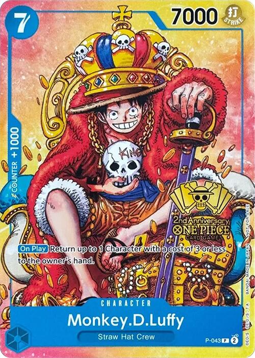 Monkey.D.Luffy (2nd Anniversary Stamped Promo) - P-043 - (One Piece Promotion Cards)