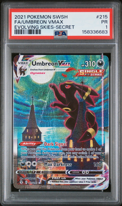 Umbreon VMAX PSA 1 2021 Pokemon Sword & Shield Evolving Skies #215 LOW POP