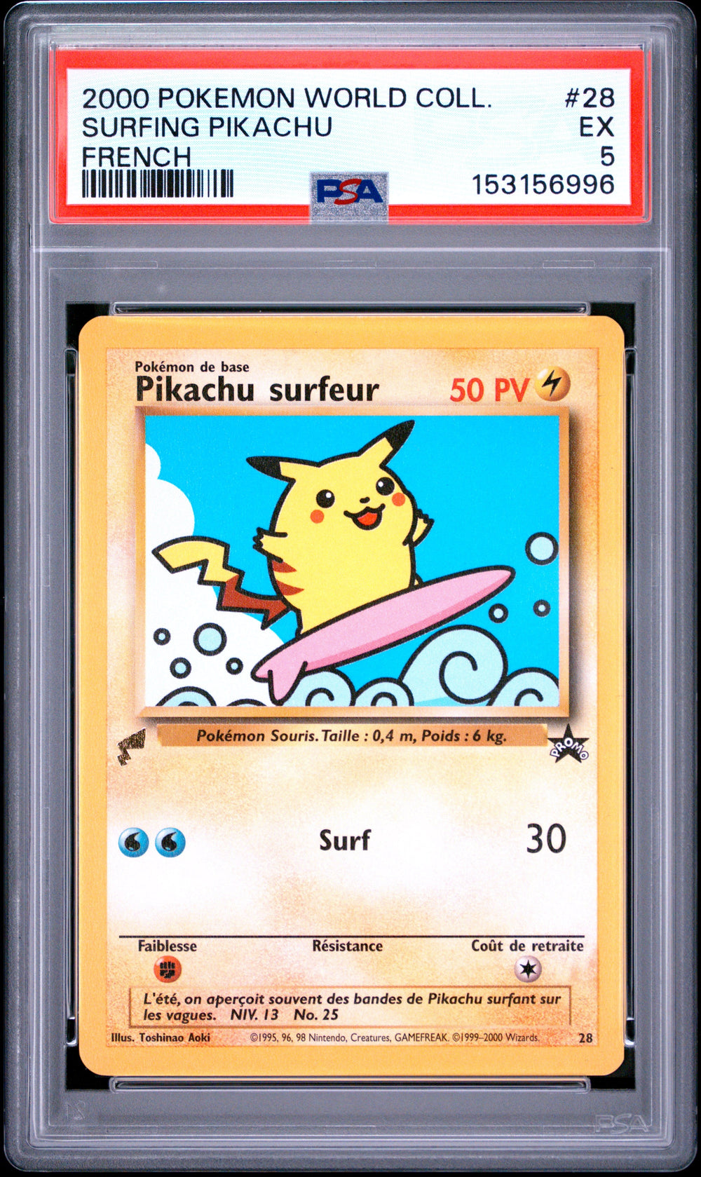 Surfing Pikachu French PSA 5 2000 Pokemon Pikachu World Collection #28