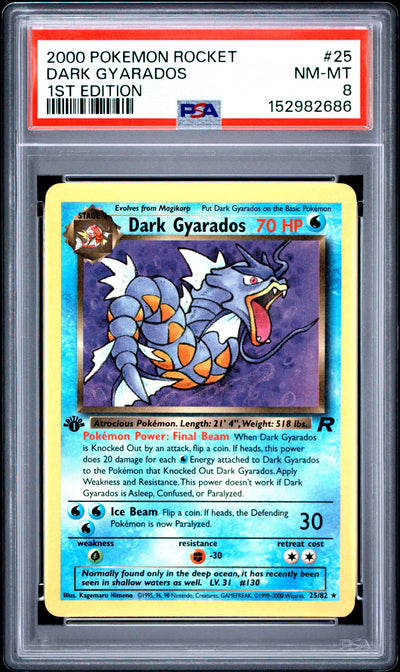 Dark Gyarados 1st Edition PSA 8 2000 Pokemon Team Rocket #25