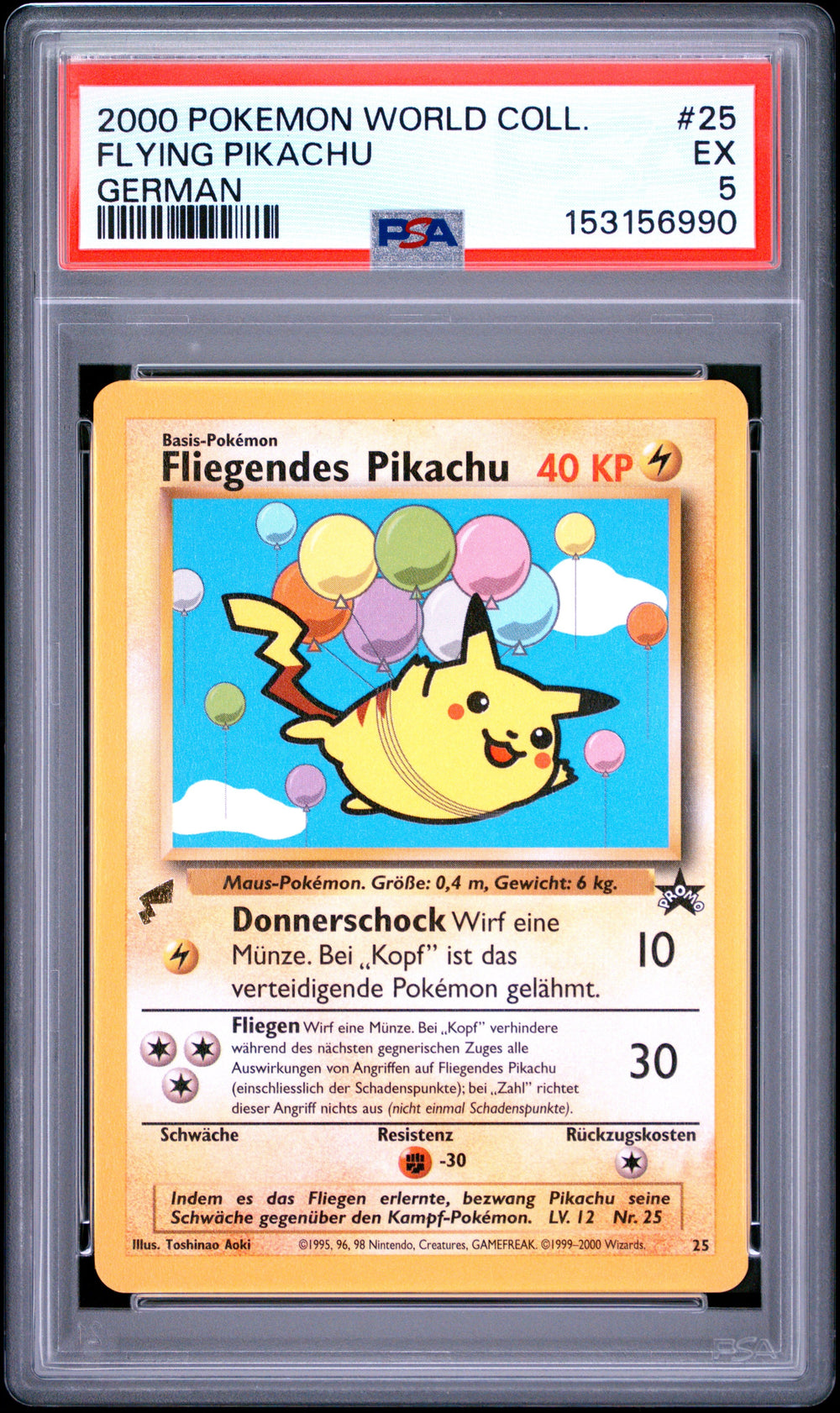 Flying Pikachu PSA 5 2000 Pokemon Pikachu World Collection #25 German