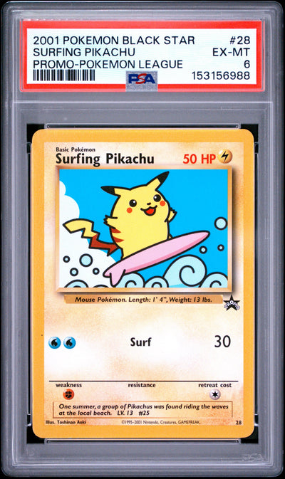 Surfing Pikachu Promo Pokemon League PSA 6 2001 Pokemon Promo Black Star #28
