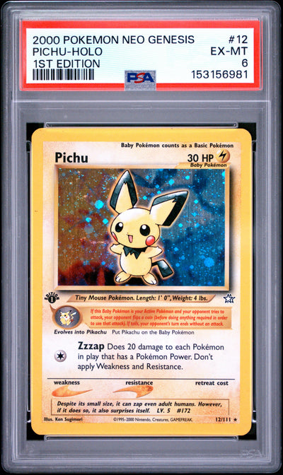 Pichu Holo 1st Edition PSA 6 2000 Pokemon Neo Genesis 1st Edition #12
