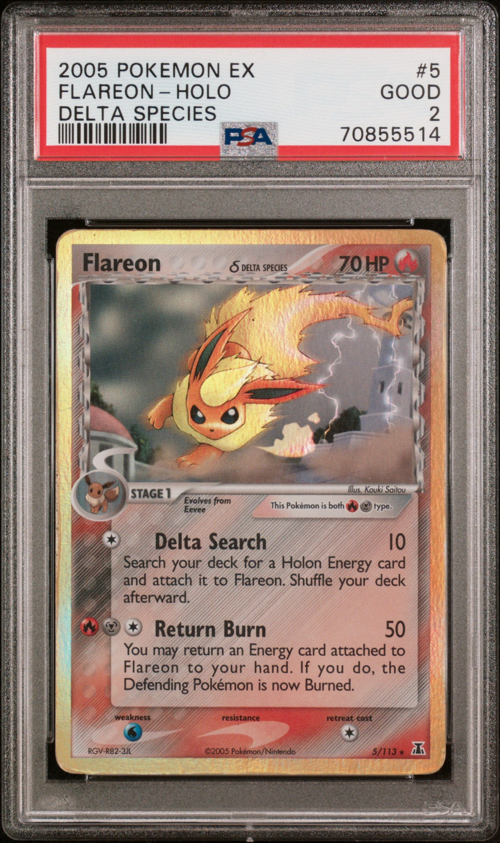 Flareon Holo PSA 2 2005 Pokemon Ex Delta Species #5