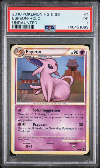 Espeon PSA 1 2010 Pokemon Heartgold & Soulsilver Undaunted #2 LOW POP