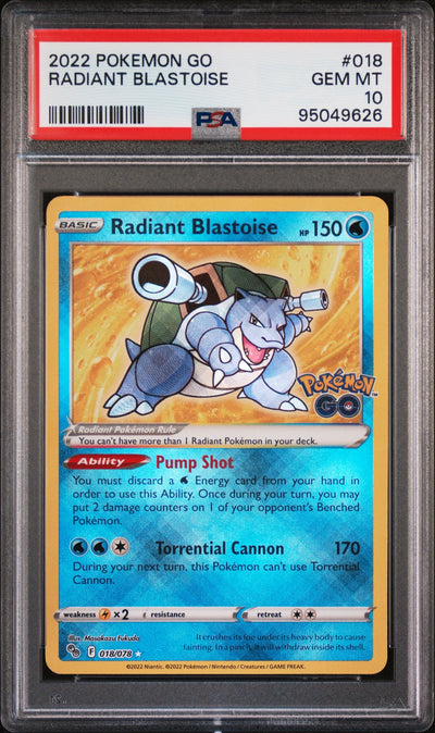 Radiant Blastoise PSA 10 2022 Pokemon Go #018