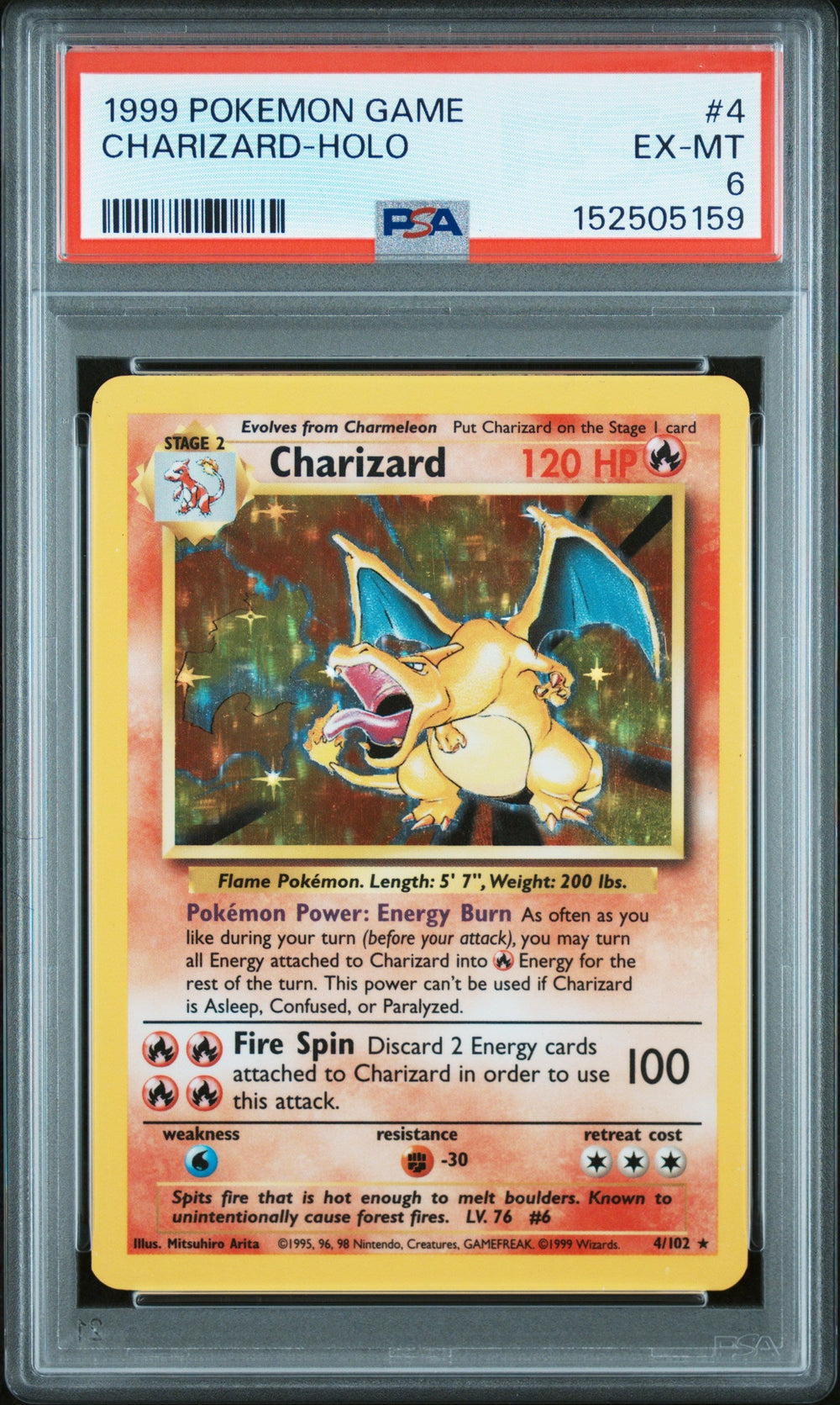 Charizard Holo PSA 6 1999 Pokemon Base Set #4