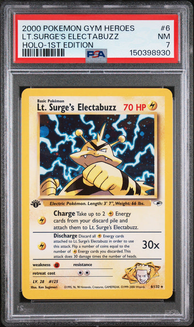 Lt. Surge's Electabuzz Holo 1st Edition PSA 7 2000 Pokemon Gym Heroes #6