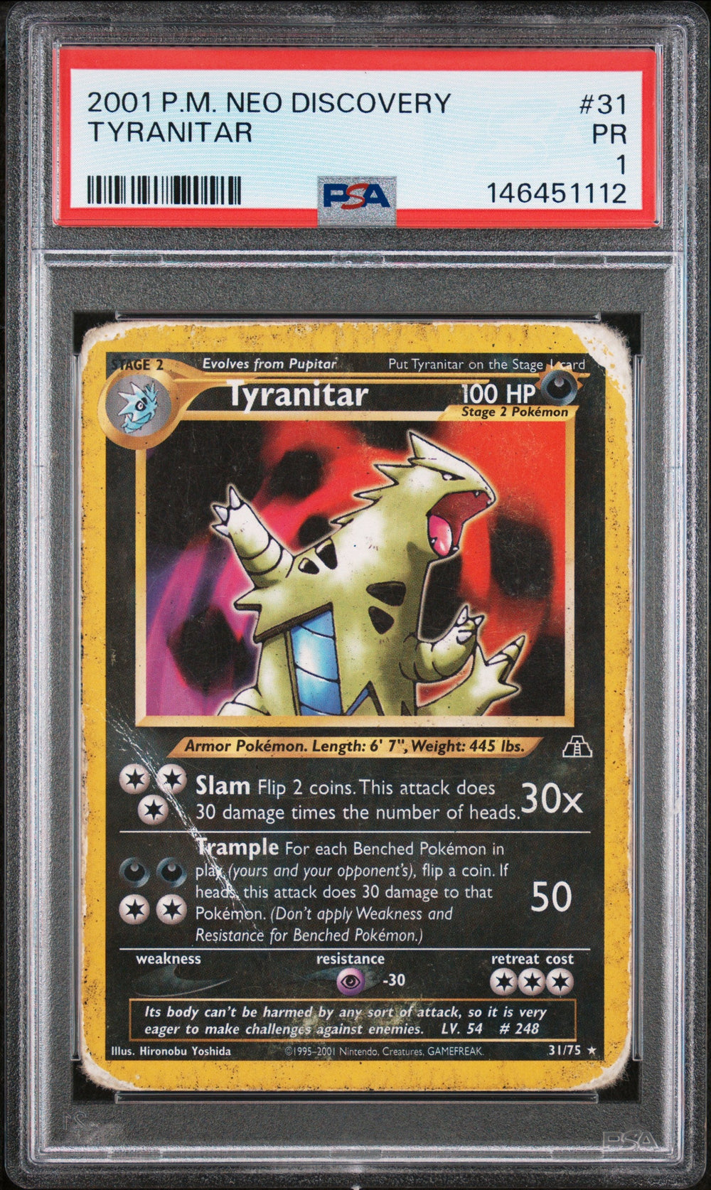 Tyranitar PSA 1 2001 Pokemon Neo Discovery #31 POP 8
