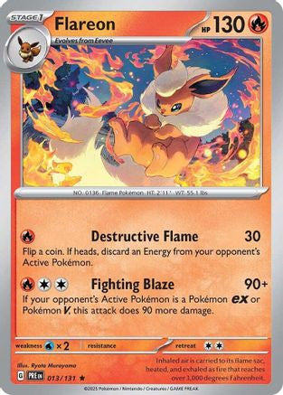 Flareon 13 Sv Prismatic Evolutions Reverse Holofoil