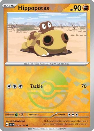 Hippopotas Poke Ball Pattern 52 Sv Prismatic Evolutions Holofoil