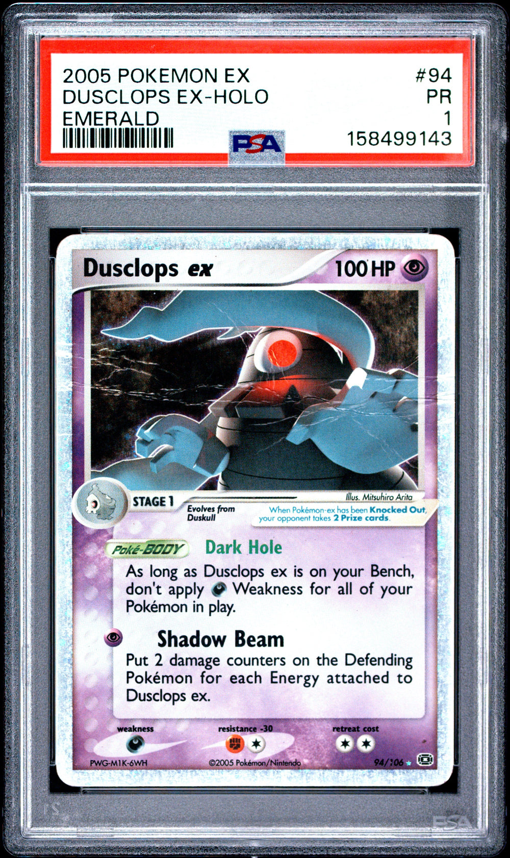 Dusclops Ex Holo PSA 1 2005 Pokemon #94 POP 13