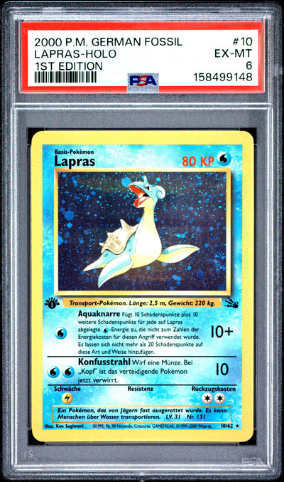 Lapras Holo 1st Edition PSA 6 2000 Pokemon German Fossil #10