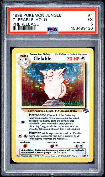Clefable Holo Prerelease PSA 5 1999 Pokemon Jungle #1