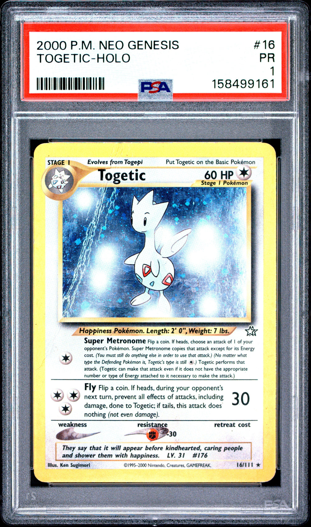 Togetic Holo PSA 1 2000 Pokemon Neo Genesis (POP 18) #16