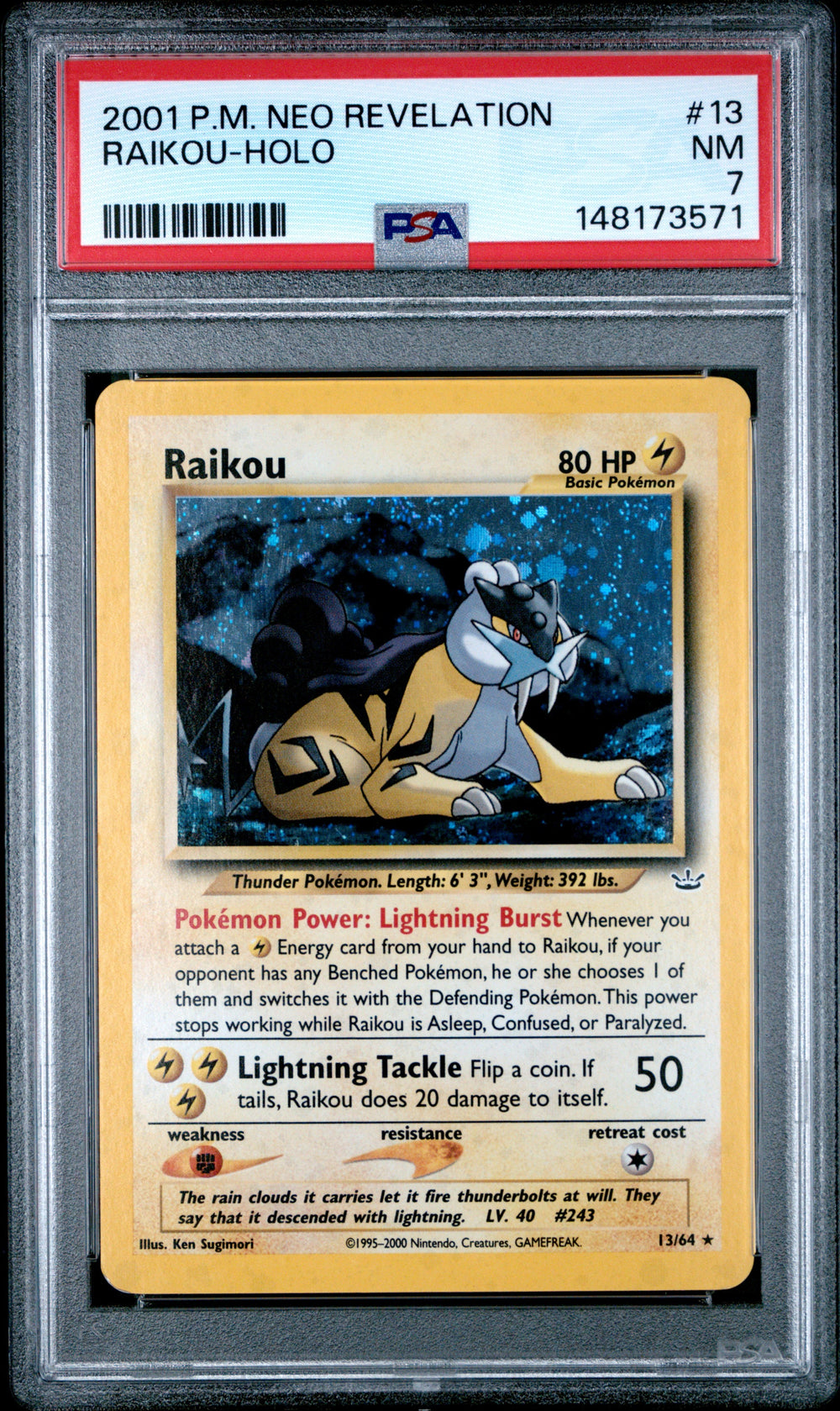Raikou Holo PSA 7 2001 Pokemon Neo Revelation #13