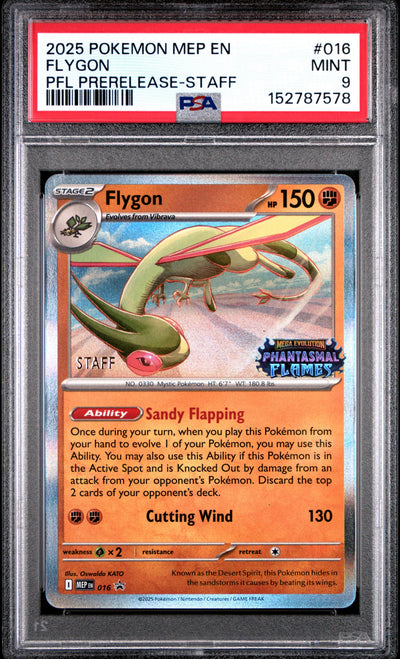 Flygon Staff Prerelease Promo PSA 9 2025 Me Black Star Promo #016