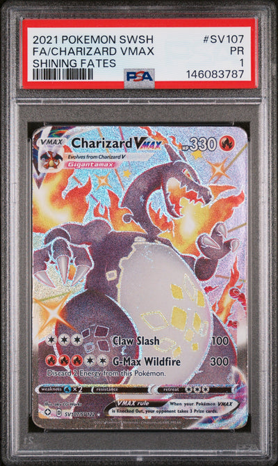 Charizard VMAX PSA 1 2021 Sword & Shield Shining Fates #SV107 LOW POP